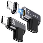 240W USB C Magnetic Adapter, (2 Pack) Magnetic USB C Adapter Right Angle 24Pin with USB4 40Gbps 8K 60Hz for iPhone 15 Series, Thunderbolt 3/4, MacBook Pro/Air and More Type C Devices