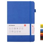 Deziliao Lined Journal Notebooks with Pen Loop, Hardcover Notebook Journal for Work, 100Gsm Premium Thick Paper with Inner Pocket, Medium 5.7"x8.4", （Blue, Ruled）