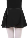 Kefiyis Ballet Skirt Chiffon Ballet Wrap Skirt Adjustable Ribbon Tie Dance Skirt for Girls and Women Black M