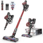 Cordless Vacuum Cleaner for Home, 80,000PRM Powerful 4 in 1 Lightweight Stick Vacuum with 2 Adjustable Suctions, Max 40 Mins Runtime, 2600mAh Rechargeable Vacuums (Deep Red)