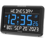 DreamSky Digital Dementia Clock for Seniors - Calendar Day Clock with Date and Day of Week, 6 Loud Alarms, Colorful Large Display, Battery Backup, Brightness Dimmer, Small Gifts for Elderly, Auto DST