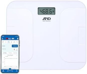 A&D Medical Digital Body Weight Scale, UC-356BLE Bluetooth Bathroom Weight Machine, UltraWide Platform and Large Display, Syncs with A&D App,550lb (249kg), Batteries Included, FSA/HSA Eligible, White