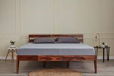 Eagle Furniture Solid Sheesham Wood Queen Size Bed Without Storage | Wooden Double Bed Cot Bed for Bedroom Furniture | Palang Double Bed for Hotels | Rosewood, Teak Finish