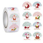 Merry Christmas Stickers Labels Roll 1 Inch 8 Designs Round Christmas Tags 500 Adhesive Xmas Decorative Envelope Seals Stickers for Cards Gift Envelopes Boxes