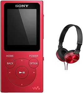 Sony NW-E394 Walkman MP3 Player with FM Radio, 8 GB (Red) and Sony MDR-ZX310 Foldable Headphones (Metallic Red)