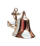 Nagina International 9 In Premium Polished Brass Decorative Anchor Bell with Wall Mount and Rope, Ideal for Nautical Themed Bedrooms and Offices, Gold