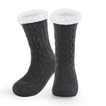 WYTartist Mens Slipper Socks with Grips Super Soft Warm Cozy Fuzzy Fleece-lined Winter Socks Home Socks (Twist Black)