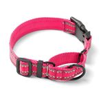Hoowoo Dog Collar Medium Pink, Martingale Dog Collar Escape Proof, Reflective Half Check Collar Anti-Pull, Training Collar with Safety Quick Release Buckle, Soft Nylon Puppy Collar Medium