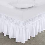 Utopia Bedding Full Elastic Bed Ruffle - Easy Wrap Around Ruffle - Microfiber Bed Skirt with Adjustable Elastic Belt 16 Inch Tailored Drop - Hotel Quality Bedskirt, Fade Resistant (Full, White)