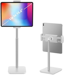 Adjustable iPad Stand with 21" Height Extension, 360° Swivel Tablet Holder for Desk, Surface Pro Stand, Portable Monitor Stand Compatibility with 4.7-15.6" Tablets and Smartphones, Display-White