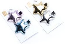 Little Girls Shiny Stars Hair Clips - pack of 2 cards