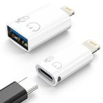 MoKo USB C Female to Lightning Male Adapter, Lightning Male to USB-A Female OTG Adapter Connector for iPhone 14/13/12/11 Pro Max/iPad/iPod/AirPods, Support 10W Fast Charging/Data Transfer/Audio