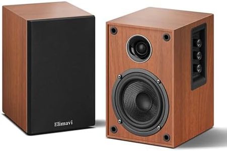 Elimavi Powered Bluetooth Bookshelf Speakers, 40W X 2 Record Player Speakers with 4 Inch Woofer and a 1" Silk Dome Tweeter, BT5.3/RCA/USB-C Audio Input for PC and TVs, Brown