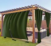 GREEN DECOR Waterproof & Sun Blockage Top Style Rust Proof Eyelet Curtains with Weight Bags Used for Door,Window,Terrace,Balcony Outdoor & Indoor Area Activities(Militarygreen 4.5X7.5 Feet) Pack of 2