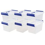 Xyskin 3L Plastic Latch Storage Box, Latching Storage Bin with Handle, Clear, 6 Packs