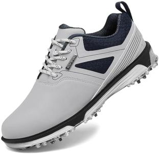 ULTIANT Men's Golf Shoes Fixed Nailless Sole Waterproof Lightweight No-Slip Walking Shoes Size7.5-14(Grey,41.5)