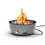 Large Outdoor Propane Gas Fire Pit 60,000 BTU/h, 24 inch with Lid - Modern Lake Country 800 Fire Bowl for Patio, Grey