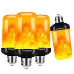 【Upgraded】 Hompavo LED Flame Light Bulb, 4 Modes Flickering Light Bulbs with Upside Down Effect, E26/E27 Base Flame Bulb for Halloween, Christmas, Party, Indoor and Outdoor Home Decoration (4 Pack)