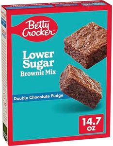 Betty Crocker Lower Sugar Brownie Mix, Double Chocolate Fudge, No Artificial Sweeteners, 14.7 oz