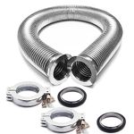 QMINOX SS304 KF40 Vacuum Corrugated Bellows Hose Set Length 500mm Stainless Steel 304 NW40 Flexible Bellow with 2pcs Aluminum Clamp/2pcs Centering Ring/ 2pcs FKM O-Ring