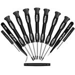 Kingsdun 12 in 1 Torx Magnetic Screwdriver Sets with T3 T4 T5 T6 T7 T8 T10 Screwdrivers Precision Torx Repair Kit, - Black