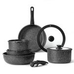 CAROTE 11pcs Pots and Pan Set, Nonstick Cookware Sets with Detachable Handle, Induction Kitchen Sets, Removable Handle, RV Oven Safe, Black