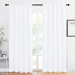 NICETOWN White Bedroom Curtain Panels - Multi-Function Noise Reducing Performance Window Treatment Thermal Insulated Rod Pocket Room Darkening Drapes for Nursery (2 Panels, 52 by 84)