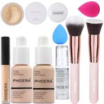 PHOERA Foundation,PHOERA Concealer,PHOERA Makeup Foundation Full Coverage Up to 24 Hour Fresh Wear with Matte Finish,PHOERA Primer,PHOERA Powder (101+102/Porcelain+ Nude)