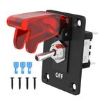 RVMARINEPAT Toggle Switch 12V DC 20A Lighted Toggle Switch 3 Pin ON/Off SPST LED Illuminated with Mounting Panel, Aircraft Safety Cover for Auto Racing Car