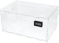 BETAZOOER Reptile Terrarium Breeding Tank Acrylic Reptile Feeding Box with Temperature Hygrometer (15.3"x9.7"x7.6")