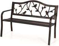 MFSTUDIO 50" Outdoor Garden Bench,Patio Metal Frame Park Bench with Bird Pattern Backrest for Porch,Lawn,Deck(Bronze)
