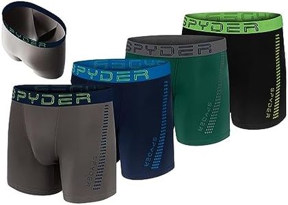 Spyder Mens Boxer Briefs 4 Pack Poly Spandex Performance Boxer Briefs Underwear/Comfort Support Pouch Boxer Briefs (Green/Grey/Navy/Black, Large)