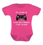 Tstars TeeStars - Player 2 Has Entered The Game - Gift For Second Child Baby Bodysuit Newborn Wow Pink