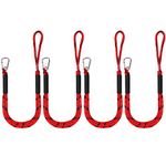 DockMoor Bungee Dock Lines for Boats Marine Mooring Lines Boat Rope for Docking with Loop and Clip Accessories for Jet Ski, PWC, Pontoon, Kayak, SeaDoo, WaveRunner (red&black-4pack)