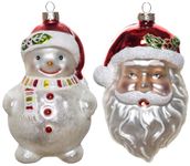 GAUMAANLEI Set of 2 Blown Glass Santa Ornaments and Snowman Ornaments for Christmas Tree, Hanging Glass Santa Snowman Christmas Ornaments