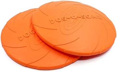 Pasking 2 Pack Dog Flying Discs 8.7inches Durable Pet Interactive Toys Soft Rubber for Medium Large Breeds Training Outdoor Flight Orange