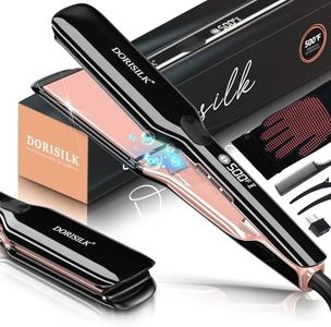 DORISILK 500 Degree Professional Hair Straightener ，Ceramic Wide Flat Iron ，2 in 1 Hair Straightener and Curler，Plasma Flat Iron Hair Straightener Get Frizz-Free Hair