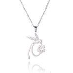 Dreamtimes Hummingbird Cardinal Pendant Necklace for Women Dainty Bird Flower Jewelry Strong Brave Free Hummingbird Necklace Gifts (SILVER)