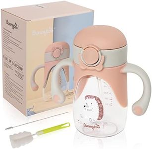 Bunnytoo Baby Sippy Cup with Weighted Straw for 6m+ 12m+ Toddlers,Tritan BPA Free Leak-Proof Soft Spout Training Handle Bottle with Scale Line for Little Boys & Girls,280ml Maple Apricot