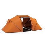 Outsunny 4-6 Man Camping Tent w/Two Bedroom, Hiking Sun Shelter, UV Protection Tunnel Tent, Orange