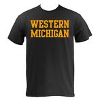 AS01 - Western Michigan Basic Block Mens T-Shirt - Medium - Black, -, Medium