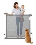 Kidoola Retractable Baby Gate, Mesh Stair & Doorway Barrier for Toddlers and Pets, 86cm Tall Extends to 140cm Wide, Space Saving, One Handed Operation for Hallways/Indoor Use