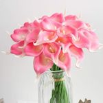 TIED RIBBONS 10 Pcs Artificial Calla Lily Flowers Bunch for Vase and Flower Pots (33 cm Each, Pink) - Home Decor Item for Living Room Centerpiece Table Decorations (Pot Not Included) Silk