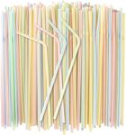 MAQIHAN 150PCS Disposable Plastic Drinking Straws - Flexible Drinking Straws Long Plastic Straws Drinking Straws Bendable Colorful PP Plastic Straws for Home Use Milk Juice Drinks