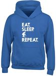 Eat Sleep Skate Skateboarding Repeat Kids Childrens Hooded Top Hoodie - Skater Hoody Boys Girls, Birthday Gifts Ideas for Skateboarder Lover Blue