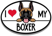 Magnet Me Up I Love My Boxer Dog Breed Car Magnet, 4x6 Inches Oval, Playful and Loyal, Cute Peeking Dog Bumper Magnet, Bumper Accessory for Breed Enthusiasts, Crafted in USA