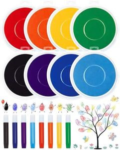 FIVEIZERO 7 Inch Large Washable Ink Pads for Stamps, Non-Toxic Stamp Pad for Crafting, Fingerprint Art, Card Making & Classroom Supplies, Safe for Paper Fabric Wood (8 Rainbow Colors)