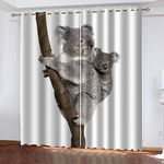 ZSSEZS Blackout Curtains Eyelet - Grey Animal Koala - 234X232cm(WxL) - 3D Print Pattern Eyelet Blackout Thermal Insulated & Room Darkening Window Drapes for Kids Boys Girls Bedroom 2 Panels