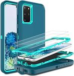 HONG-AMY for Samsung Galaxy S20 Plus Case, 3 in 1 Full Body Shockproof Heavy Case with Self Healing Flexible TPU Screen Protector 2 Pack (Blue/Turquoise)