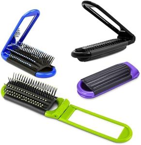 4 Pcs Folding Travel Hair Brush for Purse - 4.25 × 1.49" Small Travel Brush with Mirror and Flexible Nylon Bristles, Set of Lightweight Purse Brushes for Women - Small Hairbrush for Purse in 4 Colors